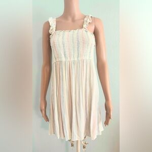 PINK ROSE striped smocked sundress L